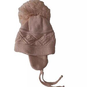 Women High Quality Knitted Caps Warm Earflap Beanies Lined Hat, Pink